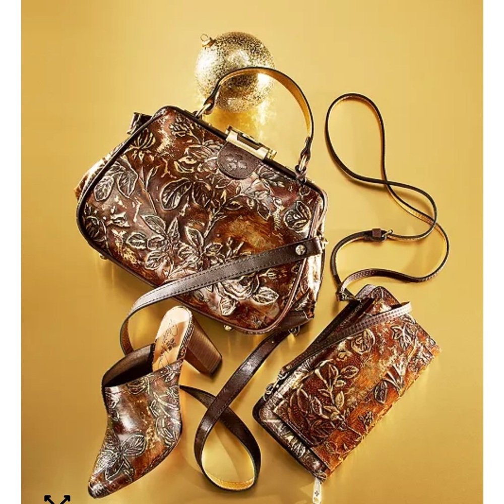 Patricia Nash Gracchi Metallic Embossed Leather Satchel.
